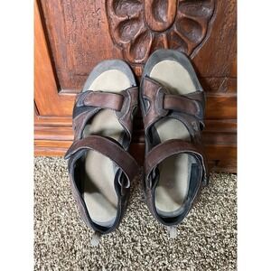 Timberland Trailway Mens Brown Leather Sport Sandals Adjustable Straps Hiking 11